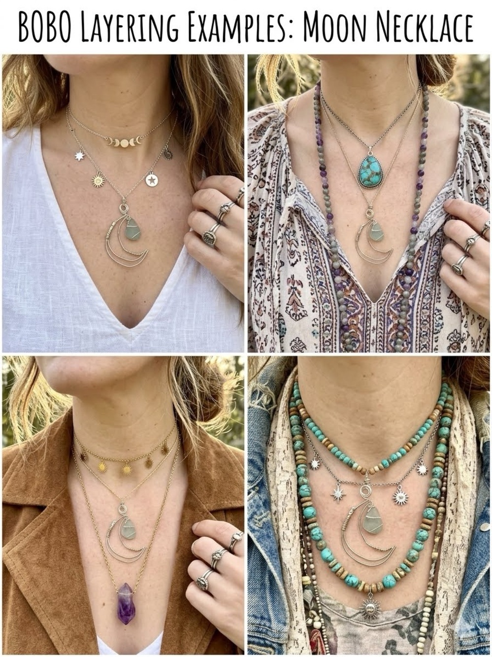 🌙Celestial Moon sea glass Stone Gold Crescent wire w Gypsy hippy enchanting vibe